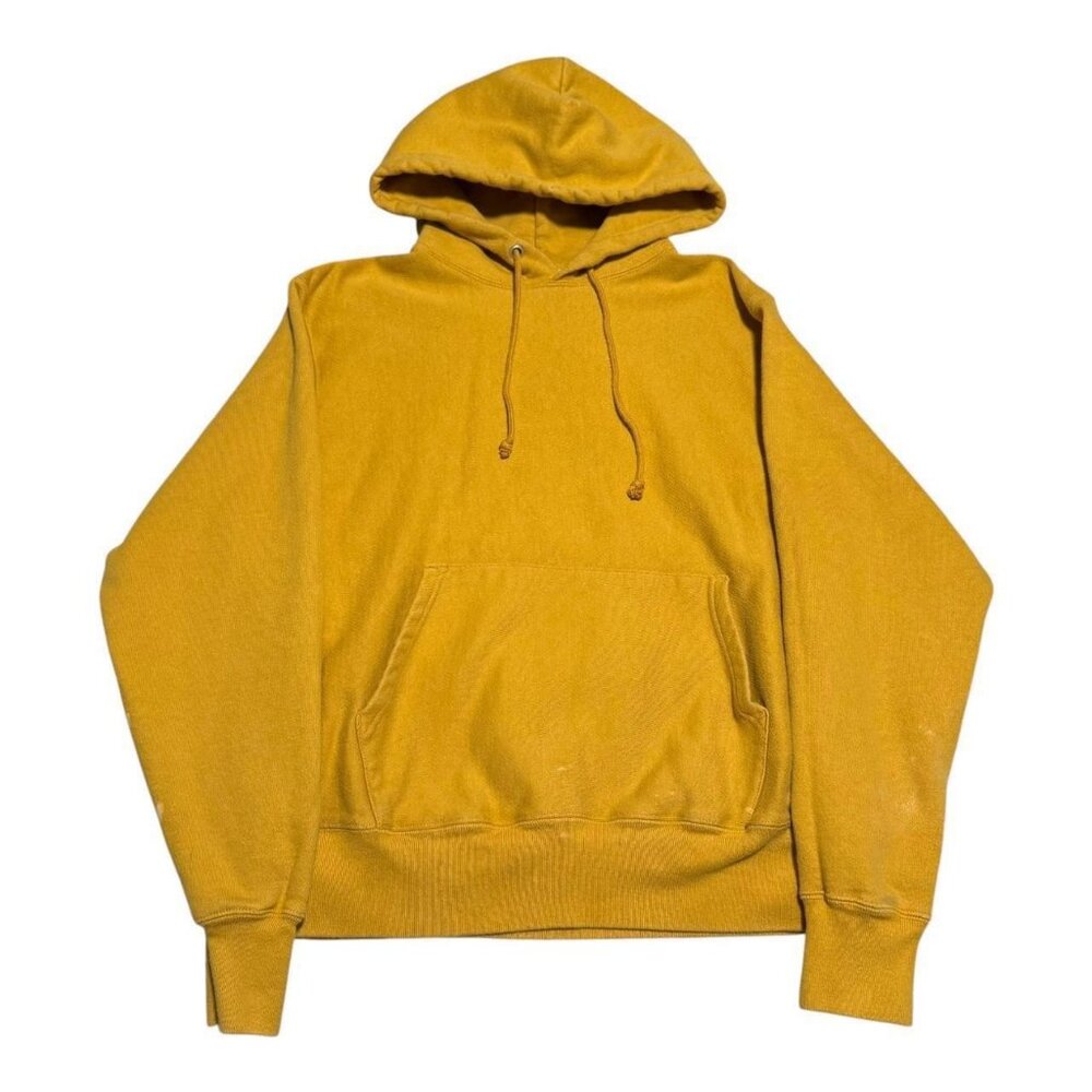 Champion Reverse Weave Yellow Stained‎ Hoodie Sweatshirt Adult Medium